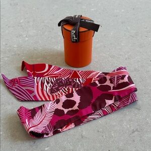 Hermes Pink Red Silk Scarf Jaguar Twilly Paris NWT Gift Box